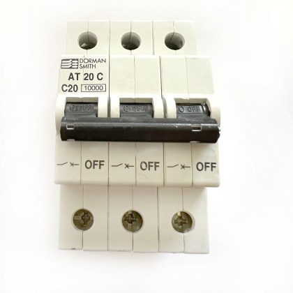 Dorman Smith AT20C Old Style C20 20A 20 Amp 3 Pole Phase MCB Circuit Breaker Type C